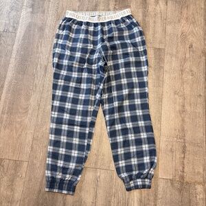 Women's Small Dark Blue Plaid Tapered Hollister Pajama Pants